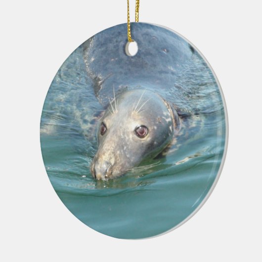 Cute Seal zwemt in Ocean Kerstmis Keepomwille Keramisch Ornament (Links)
