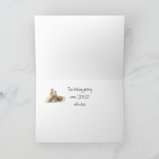 Cute Seals Grandmother Birthday Watercolor Animals Kaart (Binnen)