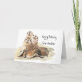 Cute Seals Grandmother Birthday Watercolor Animals Kaart (Voorkant)