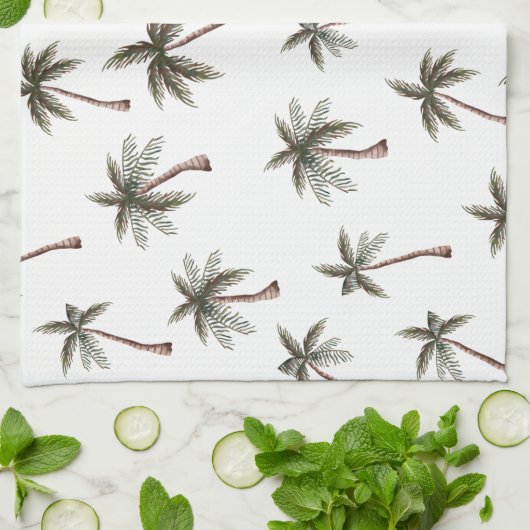 Cute Seamless Palm Trees Pattern, Summer Gift Theedoek (Gevouwen)