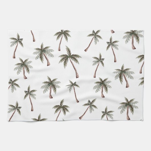 Cute Seamless Palm Trees Pattern, Summer Gift Theedoek (Horizontaal)