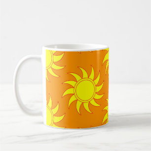Cute seamless pattern of sun. Doodle hand drawn st Koffiemok
