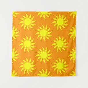 Cute seamless pattern of sun. Doodle hand drawn st Wandkleed