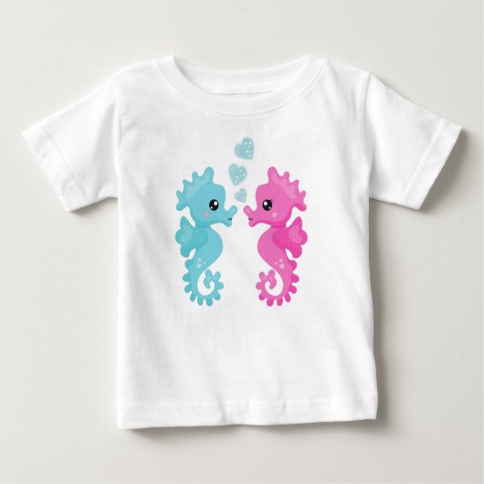 Cute Seapaarden, Pink Seahorse, Blue Seahorse, Lov (Voorkant)