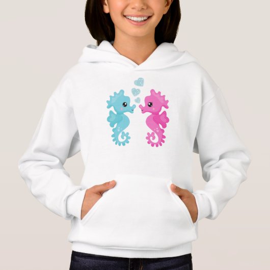 Cute Seapaarden, Pink Seahorse, Blue Seahorse, Lov (Voorkant)