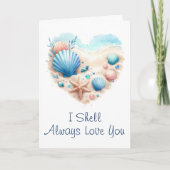 Cute Seashell Heart Beach Love Valentine's Day Feestdagen Kaart (Voorkant)