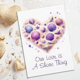 Cute Seashell Heart Beach Love Valentine's Day Feestdagen Kaart