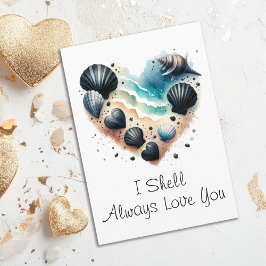 Cute Seashell Heart Beach Love Valentine's Day Feestdagen Kaart