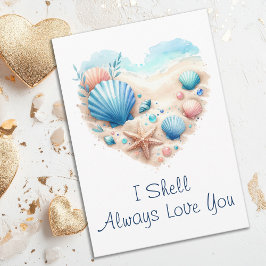 Cute Seashell Heart Beach Love Valentine's Day Feestdagen Kaart