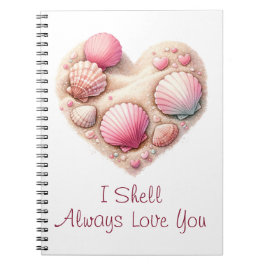 Cute Seashell Heart Beach Love Valentine's Day Notitieboek