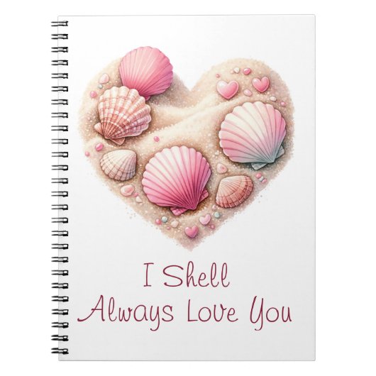 Cute Seashell Heart Beach Love Valentine's Day Notitieboek (Voorkant)