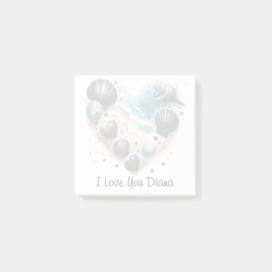 Cute Seashell Heart Beach Love Valentine's Day Post-it® Notes (Voorkant)