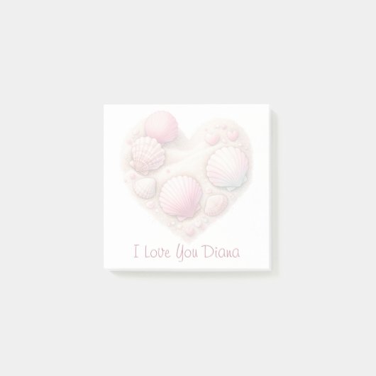 Cute Seashell Heart Beach Love Valentine's Day Post-it® Notes (Voorkant)
