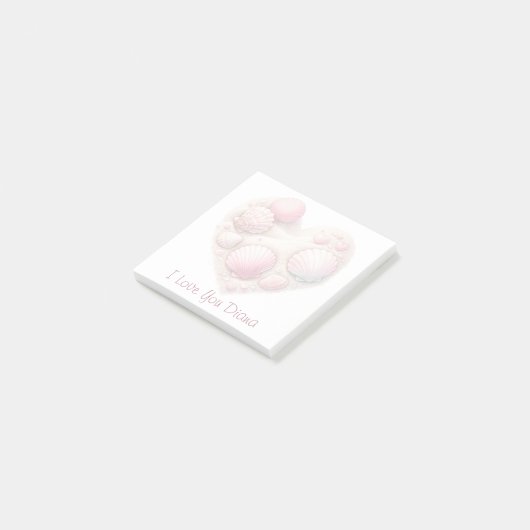 Cute Seashell Heart Beach Love Valentine's Day Post-it® Notes (Schuin)