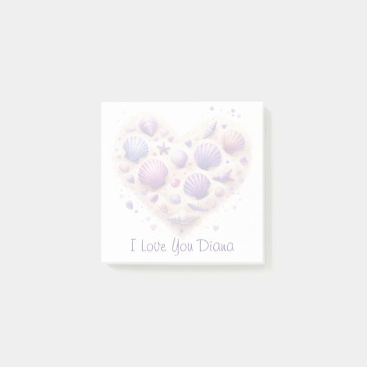 Cute Seashell Heart Beach Love Valentine's Day Post-it® Notes (Voorkant)