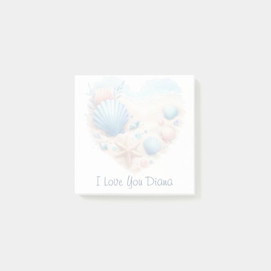 Cute Seashell Heart Beach Love Valentine's Day Post-it® Notes (Voorkant)