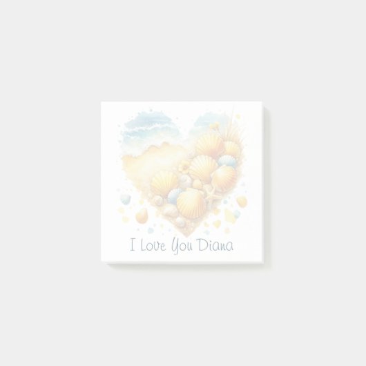 Cute Seashell Heart Beach Love Valentine's Day Post-it® Notes (Voorkant)
