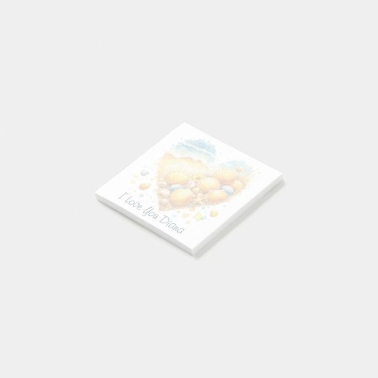 Cute Seashell Heart Beach Love Valentine's Day Post-it® Notes (Schuin)