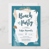 Cute Seashells palm leaf strand party Sweet 16 Kaart (Voorkant)