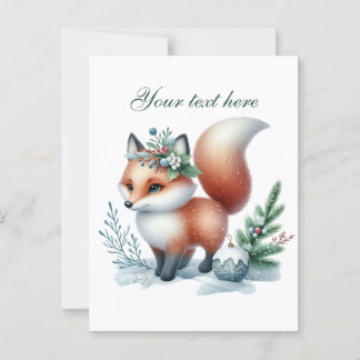 Cute Seasonal Winter fox lovers add name  Briefkaart