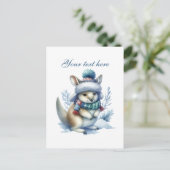 Cute Seasonal Winter kangaroo add text  Briefkaart (Staand voorkant)
