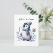 Cute Seasonal Winter penguin lovers add name  Briefkaart (Staand voorkant)
