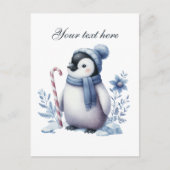 Cute Seasonal Winter penguin lovers add name  Briefkaart (Voorkant)
