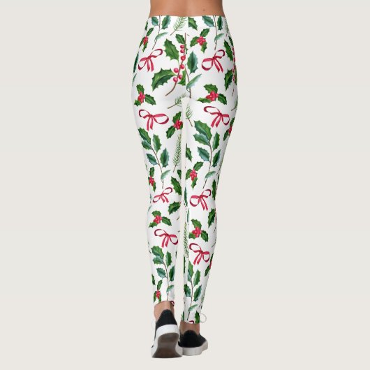 Cute Seasons Greetings Waterverf Greenery Pattern Leggings (Achterkant)