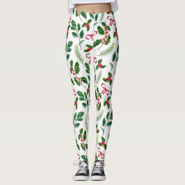 Cute Seasons Greetings Waterverf Greenery Pattern Leggings