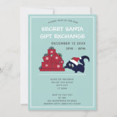 Cute Secret Santa Gift Exchange Party Uitnodiging (Voorkant)