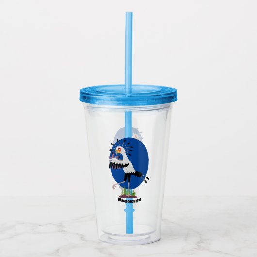 Cute secretaresse vogelbriefjes cartoon acryl drinkbeker (Voorkant)