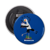 Cute secretaresse vogelbriefjes cartoon button flesopener (Voorkant)