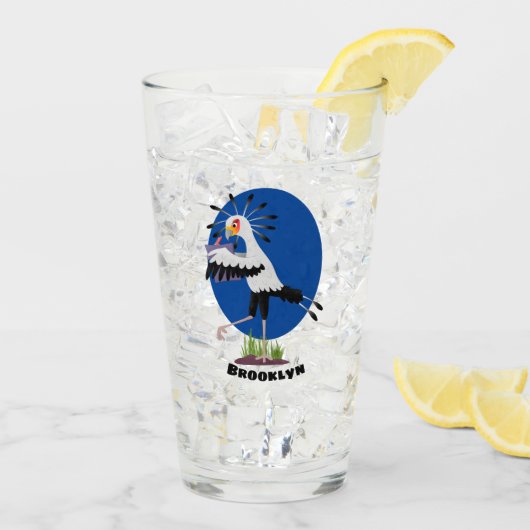 Cute secretaresse vogelbriefjes cartoon glas (Achterkant ijs)