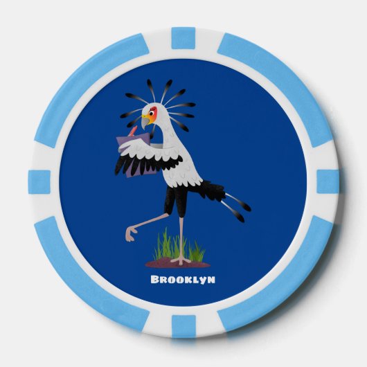 Cute secretaresse vogelbriefjes cartoon poker chips (Voorkant)