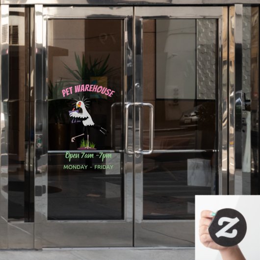 Cute secretaresse vogelbriefjes cartoon raamsticker (Kantoordeur)