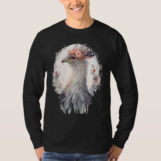 Cute Secretary Bird Flower Crown Floral Exotic Bir T-shirt (Voorkant)