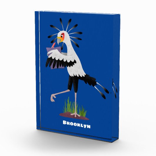 Cute secretary bird writing notes cartoon fotoblokken (Rechts)