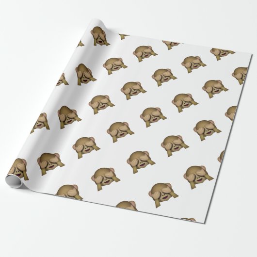 Cute See No Evil Monkey Emoji Cadeaupapier (Uitgerold)