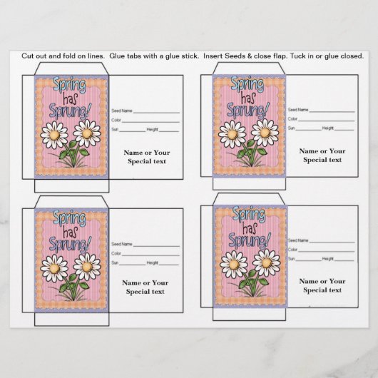 Cute Seed Packet Gift of Favor Flyer (Voorkant)