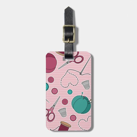 Cute Seing Thleing Pattern Roze Bagagelabel (Voorkant verticaal)