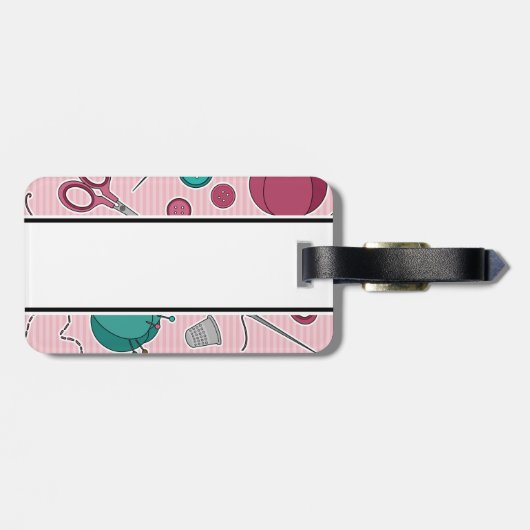 Cute Seing Thleing Pattern Roze Bagagelabel (Achterkant horizontaal)