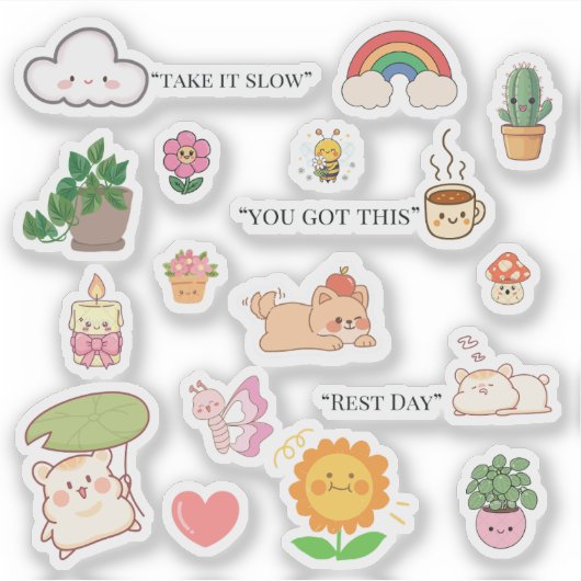 Cute Self Care Stickers (Voorkant)