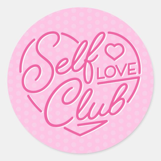 Cute Self Love Club Heart Classic Round Sticker (Voorkant)