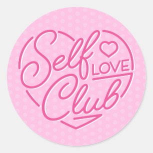 Cute Self Love Club Heart Classic Round Sticker