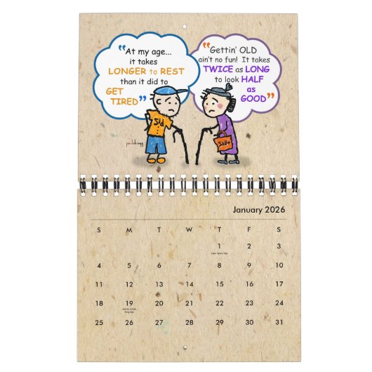 Cute Seniors Retirement Funny Old Age Jokes Quotte Kalender (Jan 2026)