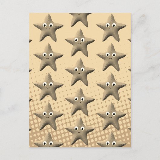 Cute Sepia Starfish Patroon Briefkaart (Voorkant)