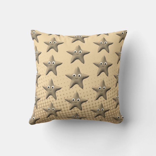 Cute Sepia Starfish Patroon Kussen (Achterkant)
