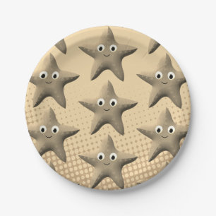 Cute Sepia Starfish Patroon Papieren Bordje