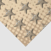 Cute Sepia Starfish Patroon Tissuepapier (Detail)