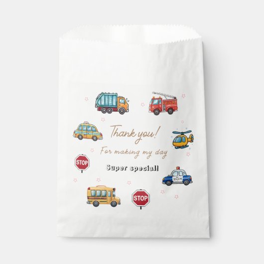 Cute Service Vehicle Birthday bash Favor Bags Bedankzakje (Voorkant)